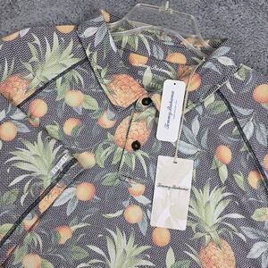 Tommy Bahama Island Polo Shirt Mens 3XL Black Pineapple Zone Citrus Grove NWT